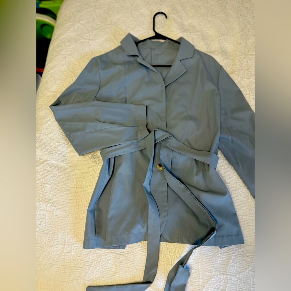 Dusty blue wrap blazer